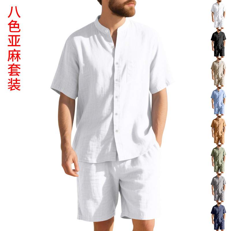 Linen Shirt Breathable - 여름 남성 린넨 루즈핏 수트 비치