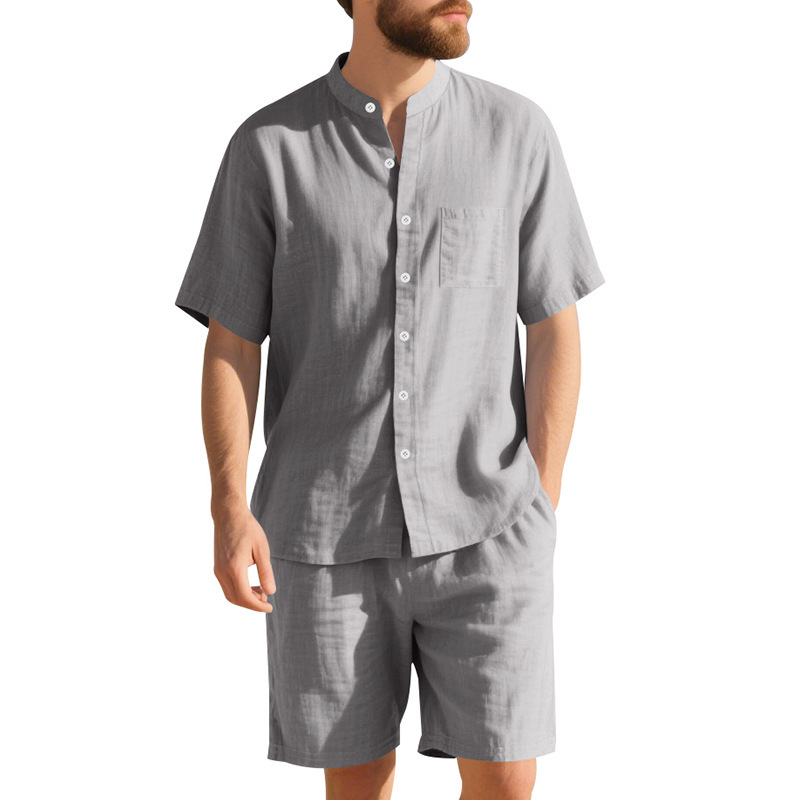 여름 남성 린넨 루즈핏 수트 비치 반팔 셔츠 반바지 세 - Linen Shirt Breathable 리뷰 및 가격