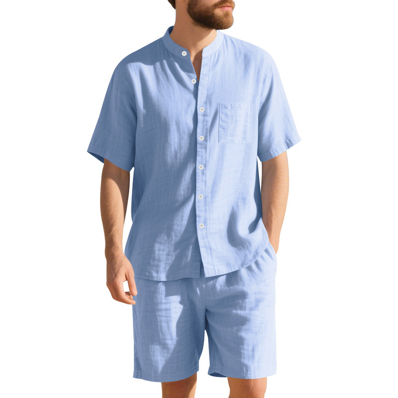 여름 남성 린넨 루즈핏 수트 비치 반팔 셔츠 반바지 세 - Linen Shirt Breathable 리뷰 및 가격