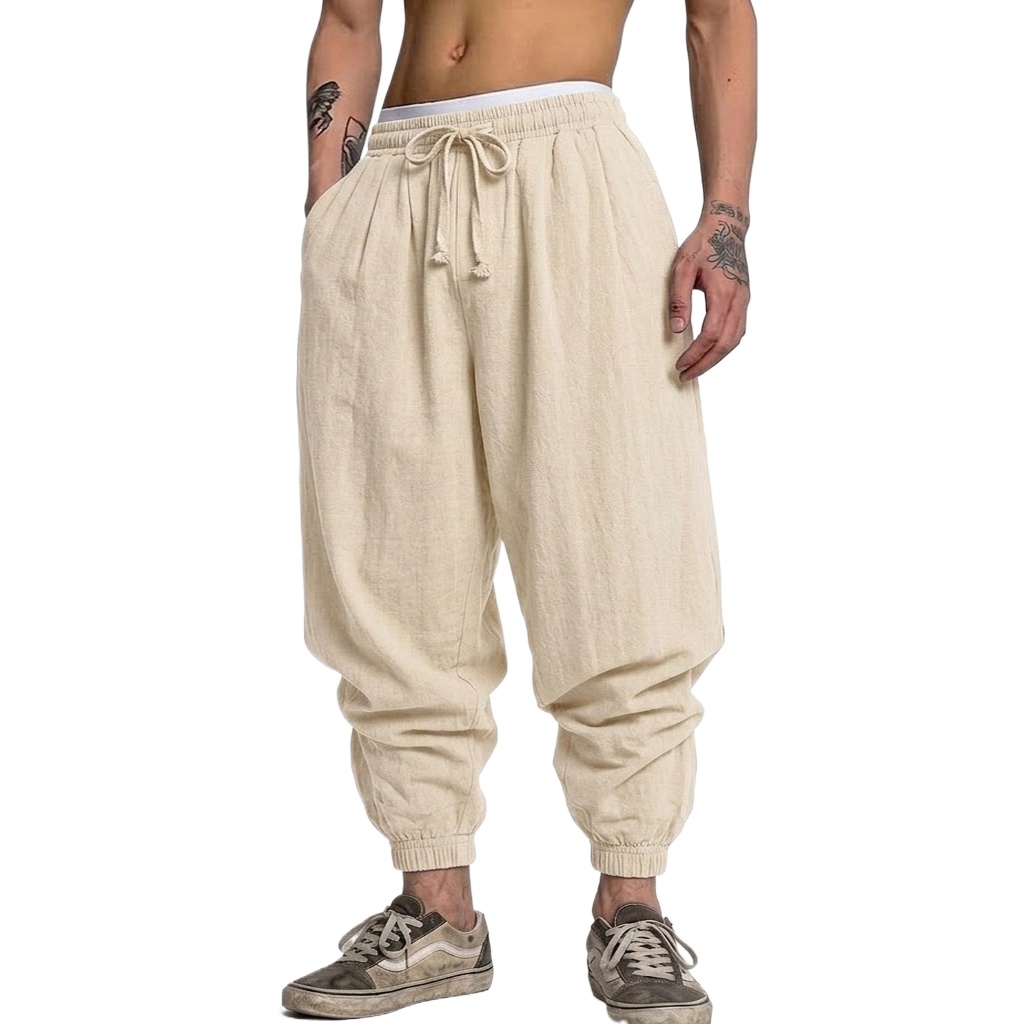 한국산 면 린넨 바지 가을 남성용 짐웨어 캐주얼 배기  - Short Linen Drawstring 리뷰 및 가격