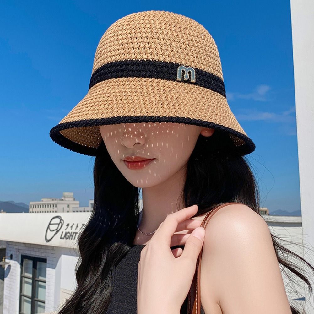 우아한 활 어부 모자 접이식 넓은 챙 여자 태양 모자  - Bucket Hat Straw 리뷰 및 가격