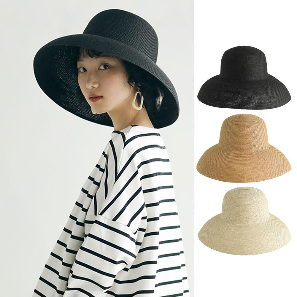 여성용 프렌치 햅번 스타일 와이드 챙 빨대 모자, 수제 - Bucket Hat Straw 리뷰 및 가격