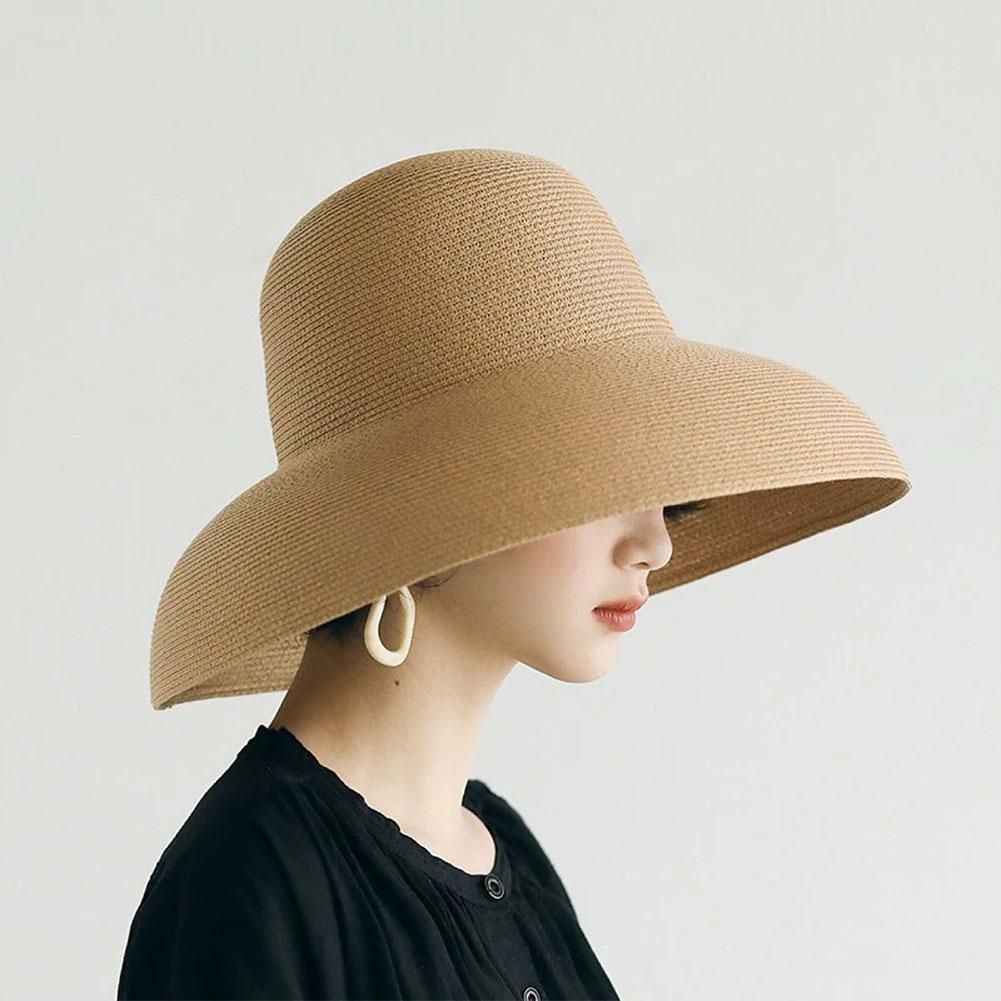 여성용 프렌치 햅번 스타일 와이드 챙 빨대 모자, 수제 - Bucket Hat Straw 리뷰 및 가격